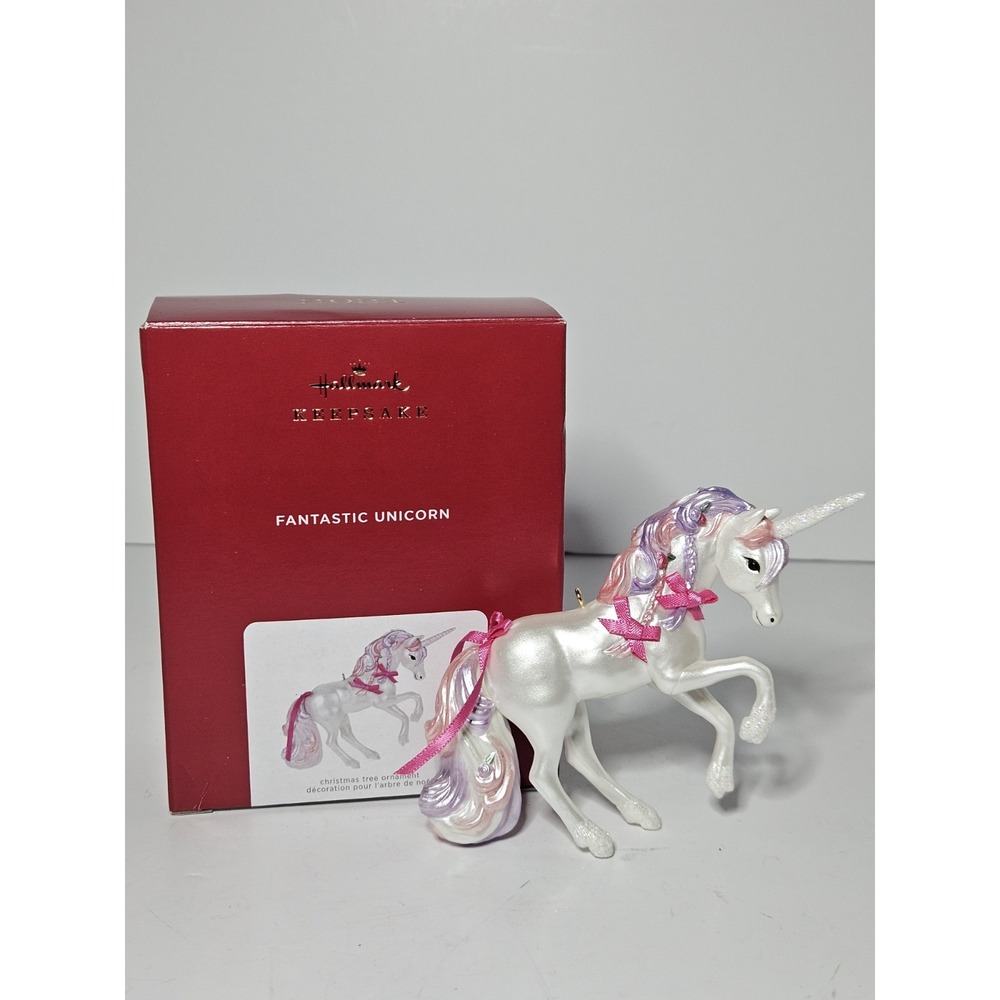 Hallmark Keepsake 2021 Fantastic Unicorn Christmas Ornament QGO2262 White Pink